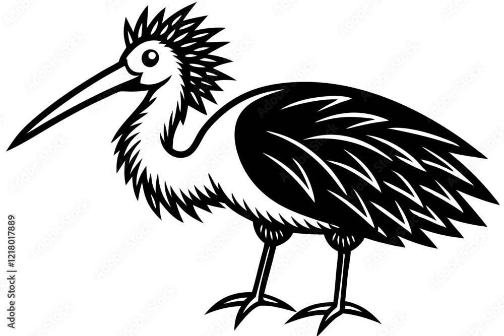 Fototapeta premium A simple wild bird shap with short spikers cartoon style , vector illustration