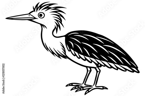 A simple wild bird shap with short spikers cartoon style , vector illustration