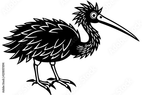 A simple wild bird shap with short spikers cartoon style , vector illustration