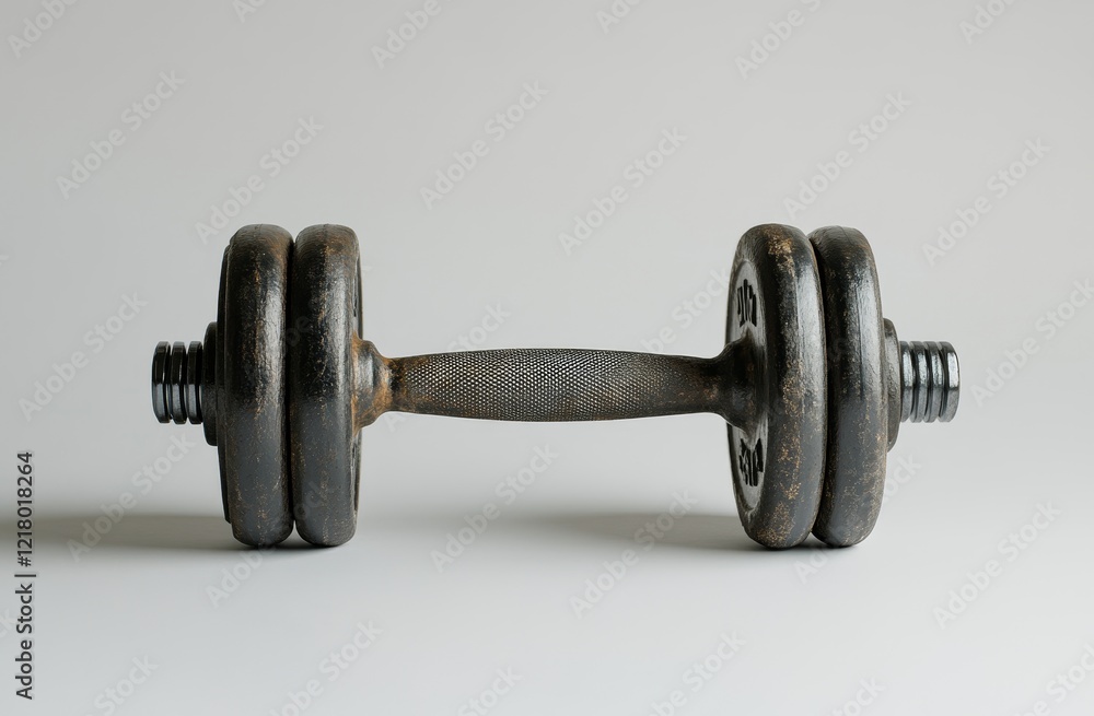 Fototapeta premium Rusted dumbbell on white background.