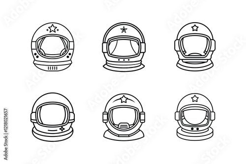 astronaut helmet icon line art vector illustration