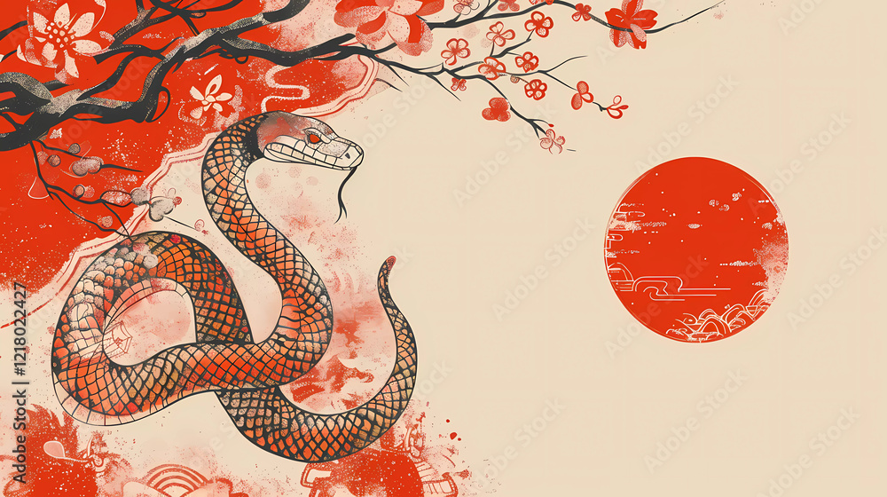 Obraz premium 2025 Year of the Snake ,Chinese new year background.