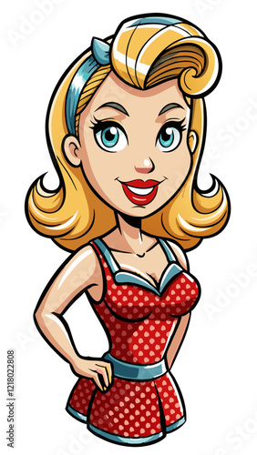 pin up girl isolated black outline vector illustration, transparent background