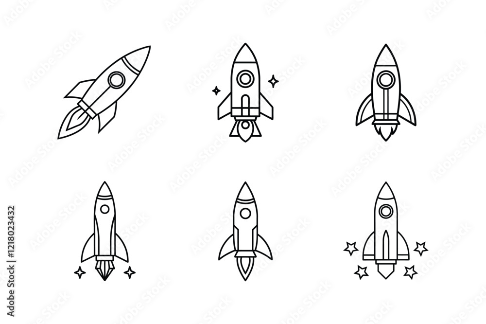 rocket line art vector illustration rocket line art vector illustration