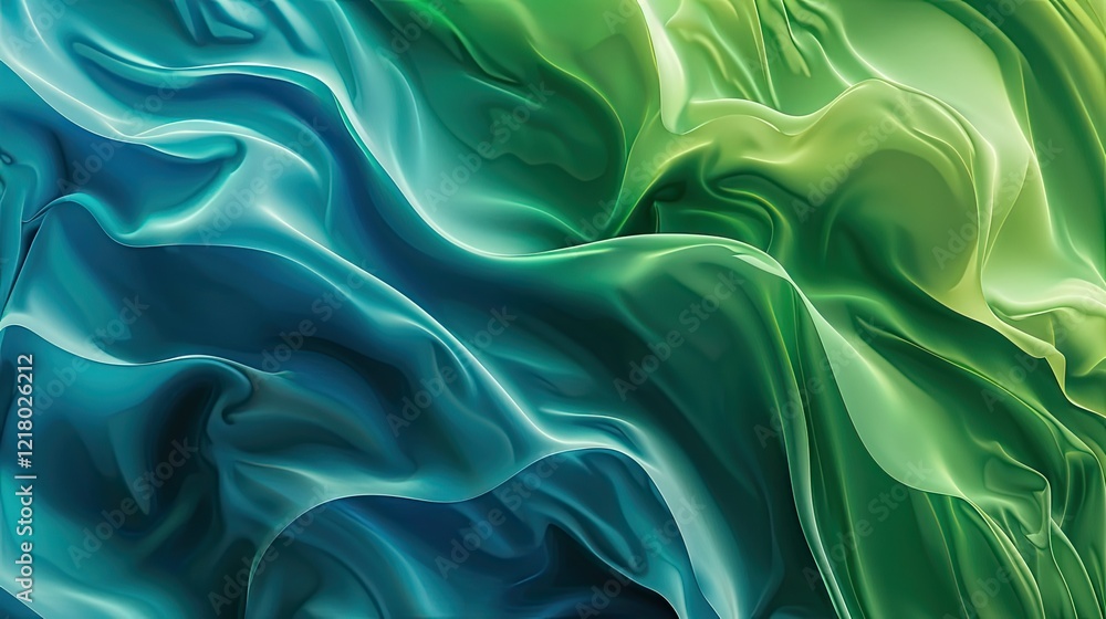 Obraz premium Abstract flowing waves in shades of blue and green, creating a smooth, textured appearance.