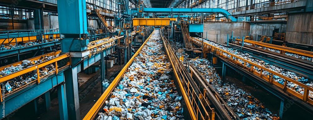 Obraz premium Factory Conveyor Belt Waste Recycling