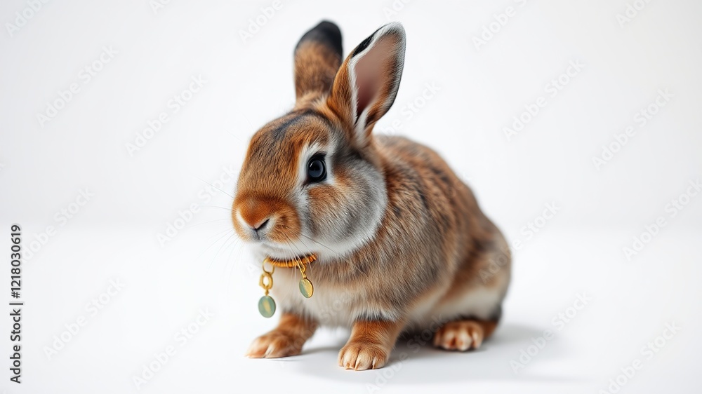 1 Year Old Dwarf Rabbit Isolated, High-Resolution Studio Portrait