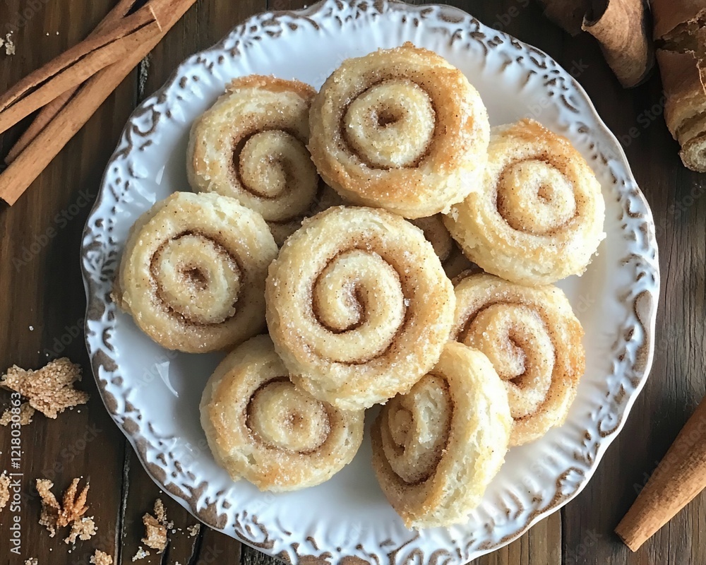 Cinnamon rolls on plate, wooden background, baking, food photography, recipe Cinnamon rolls on plate, wooden background, baking, food photography, recipe