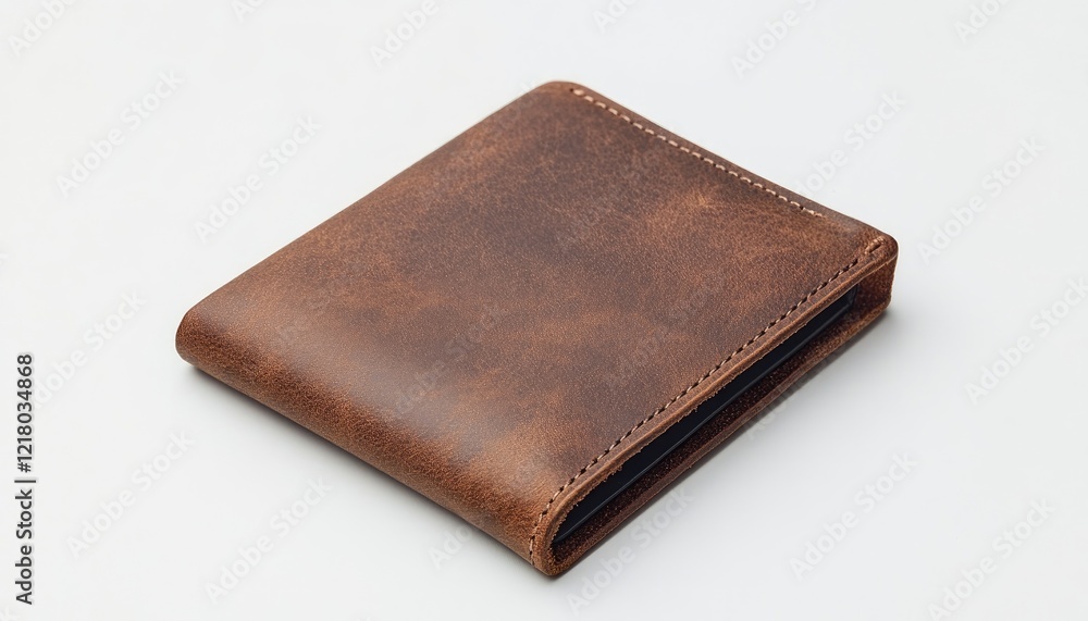 Elegant brown leather wallet showcasing its texture and craftsmanship on a clean background