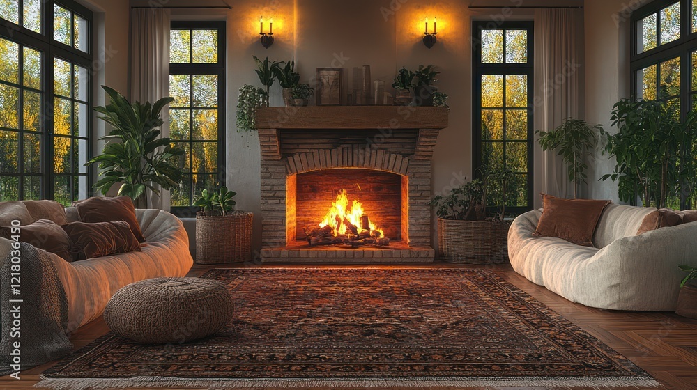 Cozy Autumn Evening by the Fireplace: A Relaxing Interior Design Cozy Autumn Evening by the Fireplace: A Relaxing Interior Design