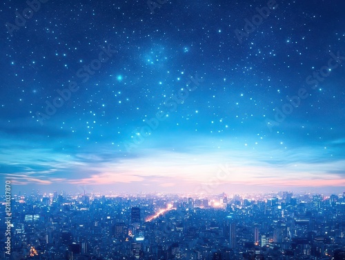 Wallpaper Mural A surreal depiction of a starry sky blending into a cityscape at night, imaginative and dreamy Torontodigital.ca