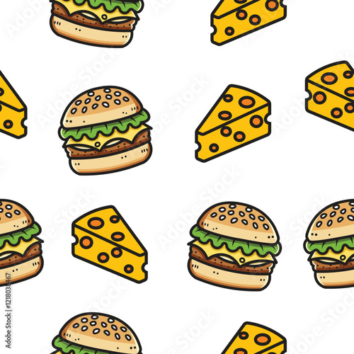 Cheese brger pattern seamless for fast food packaging photo