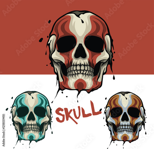 Full color skull, suitable for t-shirt and tattoo designs