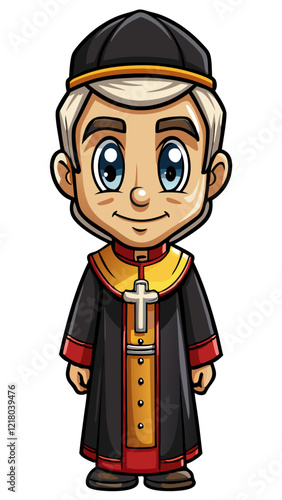 priest isolated black outline vector illustration, transparent background