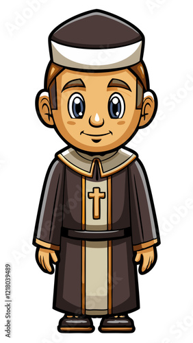 priest isolated black outline vector illustration, transparent background
