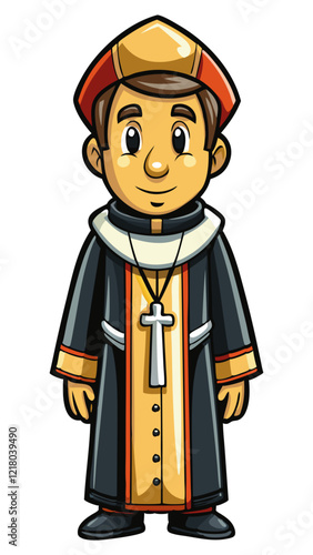 priest isolated black outline vector illustration, transparent background