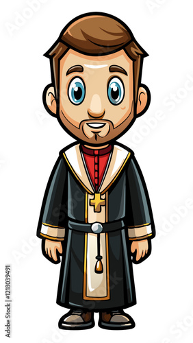 priest isolated black outline vector illustration, transparent background