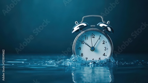 A symbolic visual of rising water levels as a clock counting down