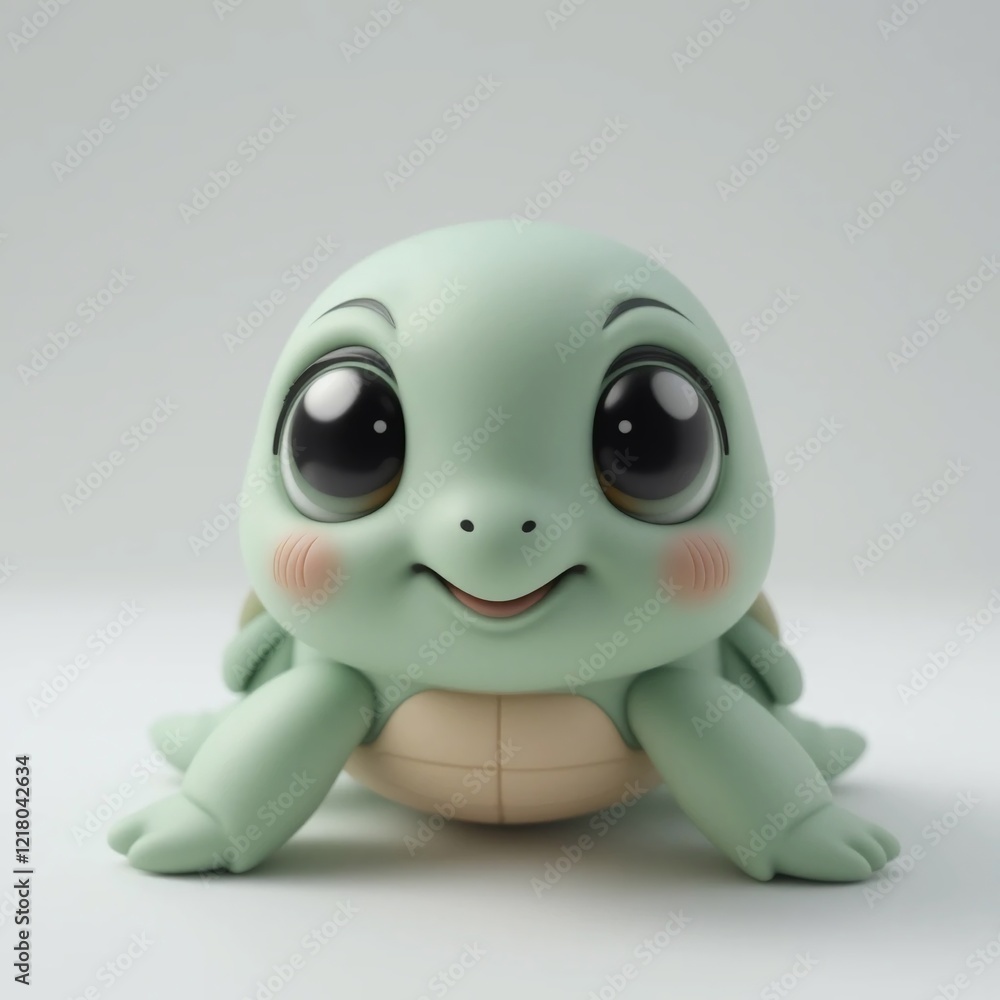Adorable Cartoon Baby Turtle Cute Sea Creature Big Eyes 3D Render Adorable Cartoon Baby Turtle Cute Sea Creature Big Eyes 3D Render