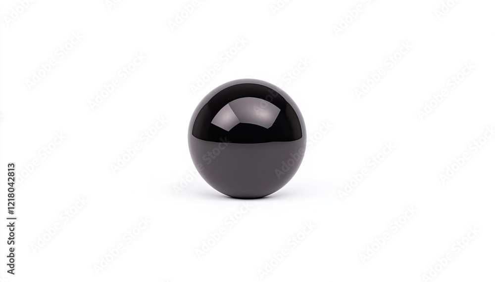 Glossy black sphere on a minimalist white background, showcasing reflections and smooth surface quality Glossy black sphere on a minimalist white background, showcasing reflections and smooth surface quality