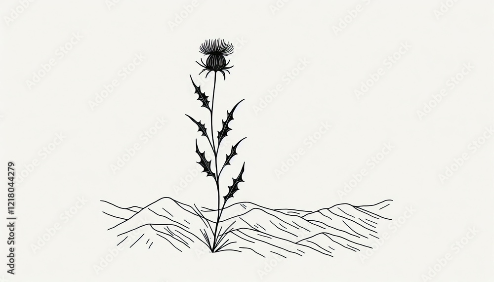 custom made wallpaper toronto digitalMilk Thistle plant sketch illustration. A set of Milk thistle blossom outlines.
