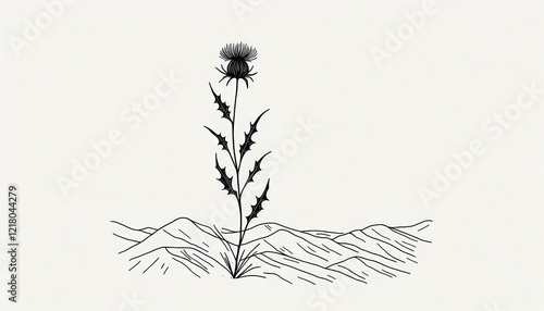 Wallpaper Mural Milk Thistle plant sketch illustration. A set of Milk thistle blossom outlines.
 Torontodigital.ca