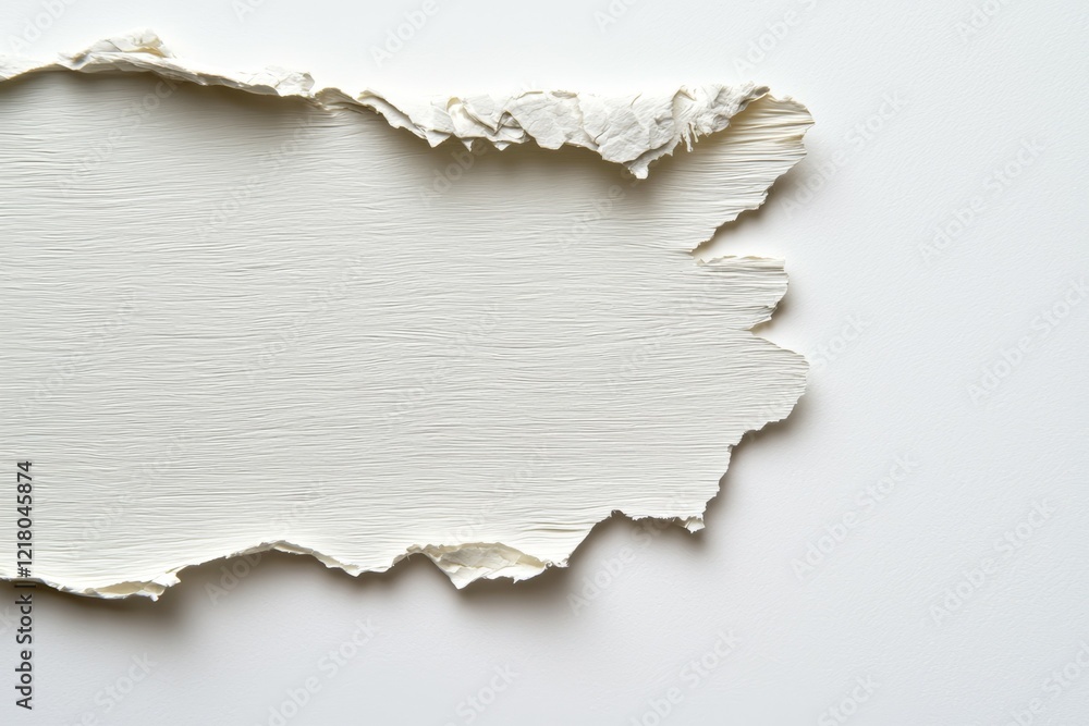 White paper with a torn edge and a white background White paper with a torn edge and a white background