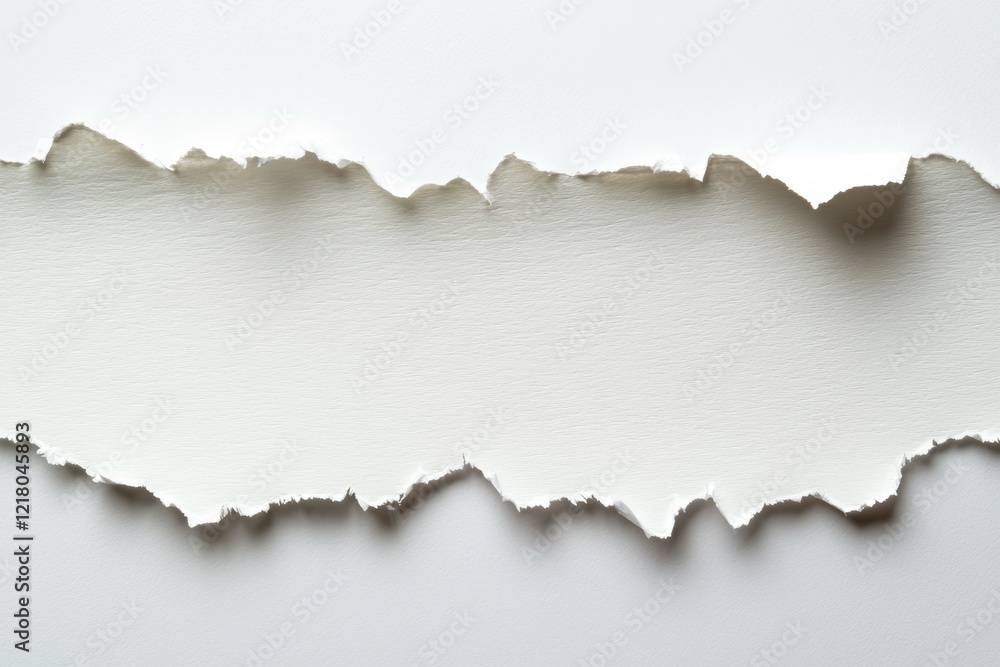 Fototapeta premium Torn piece of paper with a white background