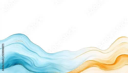 Abstract waves in soothing blue and orange hues create a serene background for creative projects