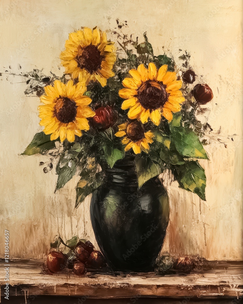 Obraz premium Sunflowers in Vase Art Painting