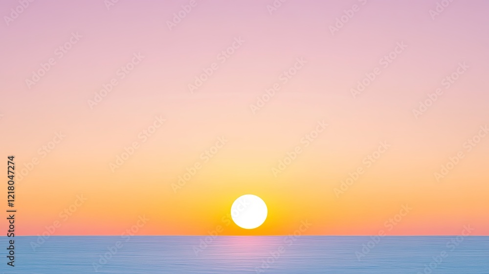 Serene sunset over calm ocean waters with pastel sky reflecting tranquility and beauty Serene sunset over calm ocean waters with pastel sky reflecting tranquility and beauty