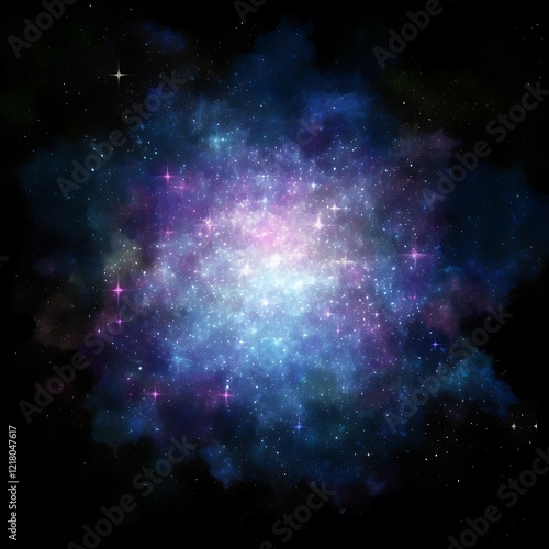 Vibrant nebula with cosmic dust and stars.
