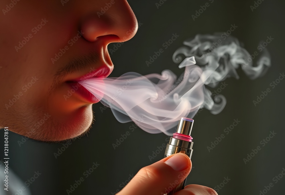 Fototapeta premium Person Vaping E Cigarette Smoke Vaporizer Device