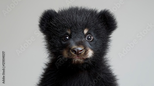 Adorable Asiatic black bear cub portrait, studio shot, wildlife conservation photo