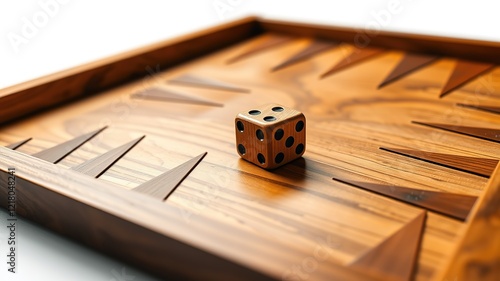 Handmade Wooden Backgammon Board & Dice - Photorealistic photo