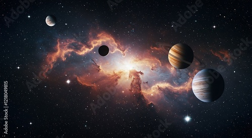 Fototapeta Naklejka Na Ścianę i Meble -  Stunning cosmic scenery of outer space with planets and stars
