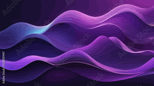 Abstract waves shape glowing in ultraviolet spectrum. Background for banner, backdrop or texture for 3D mapping