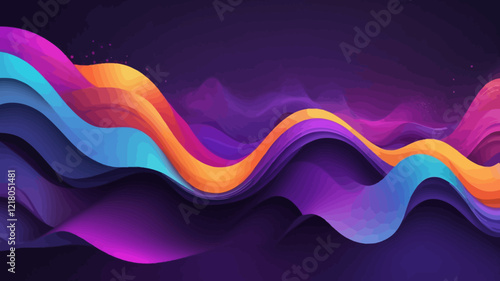 Abstract waves shape glowing in ultraviolet spectrum. Background for banner, backdrop or texture for 3D mapping