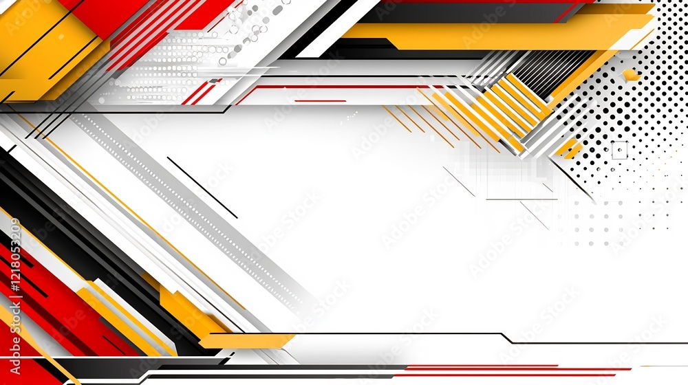 Fototapeta premium Abstract geometric background with dynamic shapes and vibrant colors on white space