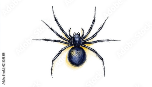 Detailed illustration of a spider showcasing its anatomy, with a white background emphasizing its features