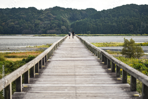 日本にある世界一長い木造歩道橋「蓬莱橋」 photo