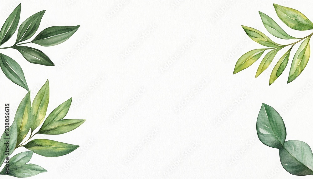 Lush green foliage frame featuring various leaves, creating a natural border for design use Lush green foliage frame featuring various leaves, creating a natural border for design use