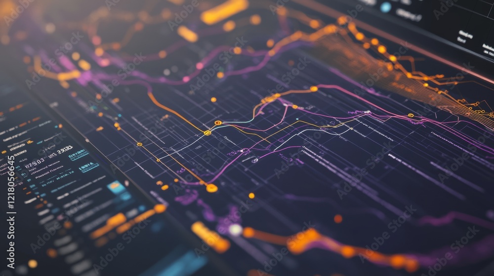 A close-up of a business graph on a computer screen, showing detailed line charts and bar graphs with colorful data visualizations. A close-up of a business graph on a computer screen, showing detailed line charts and bar graphs with colorful data visualizations.