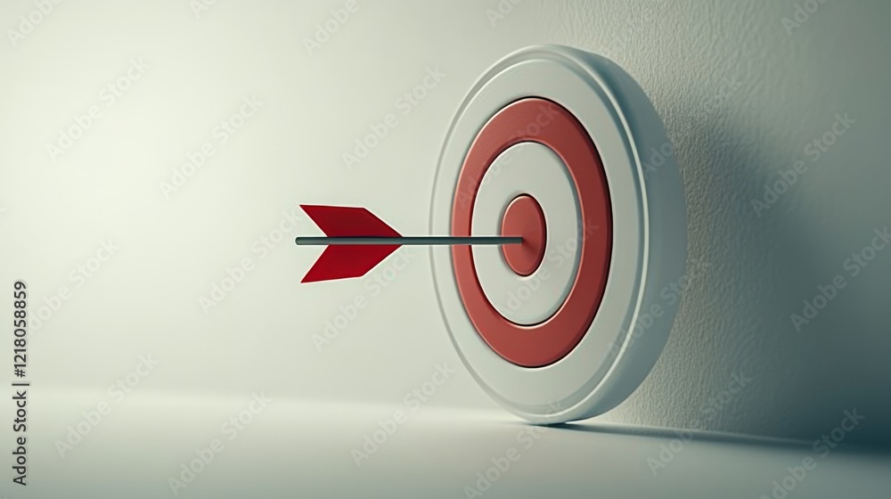 Aiming for success bullseye target with arrow minimalist studio focused concept Aiming for success bullseye target with arrow minimalist studio focused concept