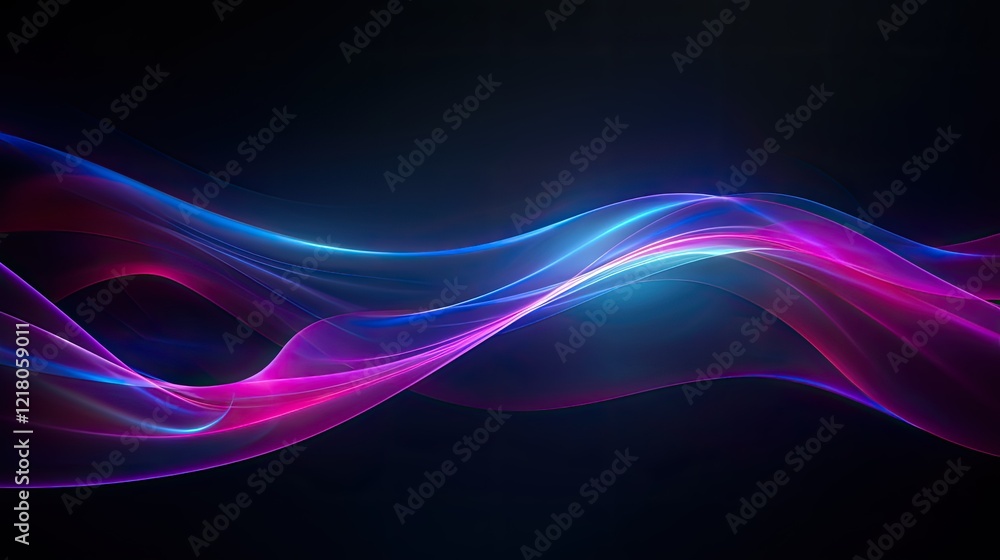 Fototapeta premium Abstract flowing waves of light in vibrant colors on a dark background.