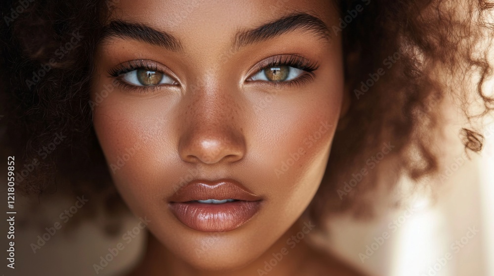 A high-resolution shot of a womans face, with a focus on her beautiful eyes and smooth skin, reflecting confidence and poise in a clear, close-up image. A high-resolution shot of a womans face, with a focus on her beautiful eyes and smooth skin, reflecting confidence and poise in a clear, close-up image.