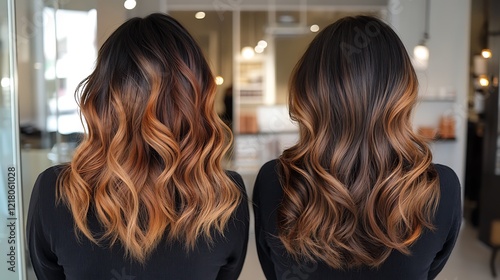 Stunning Balayage Hair Transformations: Two Models Showcase Rich Brown and Copper Tones
