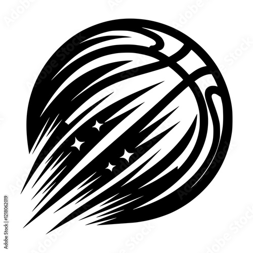 A sleek and modern logo featuring a basketball with dynamic motion lines, emphasizing speed and agility