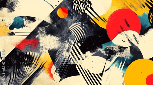 Close-up of a modern graphic with abstract elements and dynamic compositions, highlighting innovative design techniques and creative aesthetics.