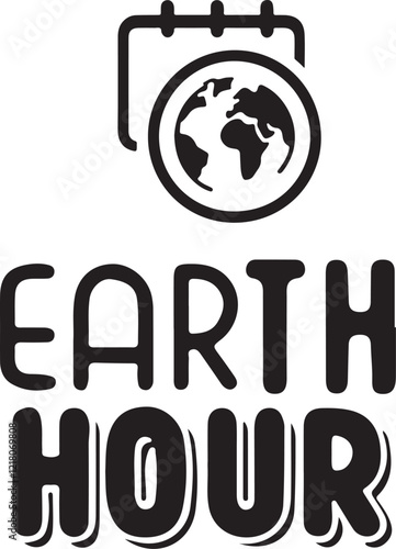 isolated earth hour icon Vector, earth hour Silhouette,earth hour icon set, black earth hour symbol for logo,  color  Vector illustration, Vector Graphic, EPS 10 